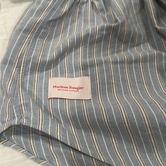 Ralph Lauren Upcycle Marlène Rougier Striped Blue Crop Top and Shorts set - Picture 2 of 3